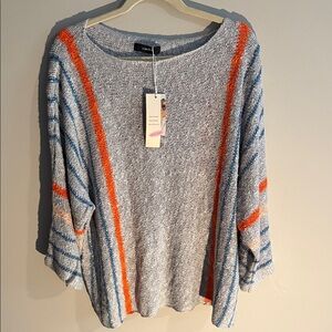 NWT Dokotoo Grey Colorful Striped Sweater